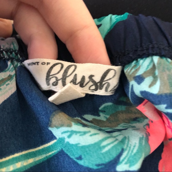 Hint of Blush tropical strapless jumpsuit - Picture 10 of 11